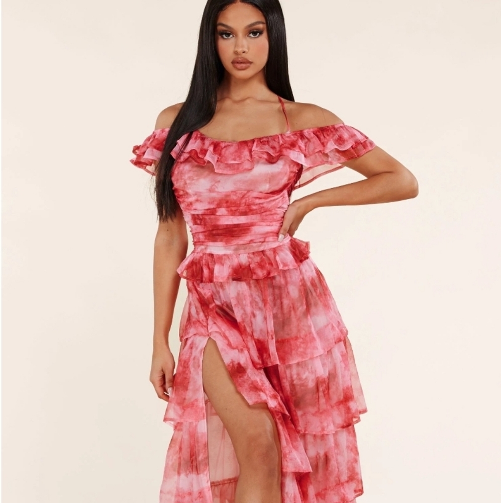 L'atiste Ruffle Trim Strappy Maxi Dress